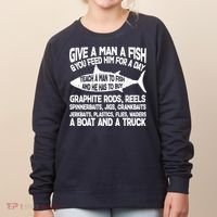 Teach A Man A Fish And He Has To Buy A Boat Women's Sweatshirt thumb 0