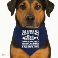 Teach A Man A Fish And He Has To Buy A Boat USA-Made Doggie Bandana thumb 1