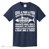 Teach A Man A Fish And He Has To Buy A Boat Kids T-Shirt thumb 0