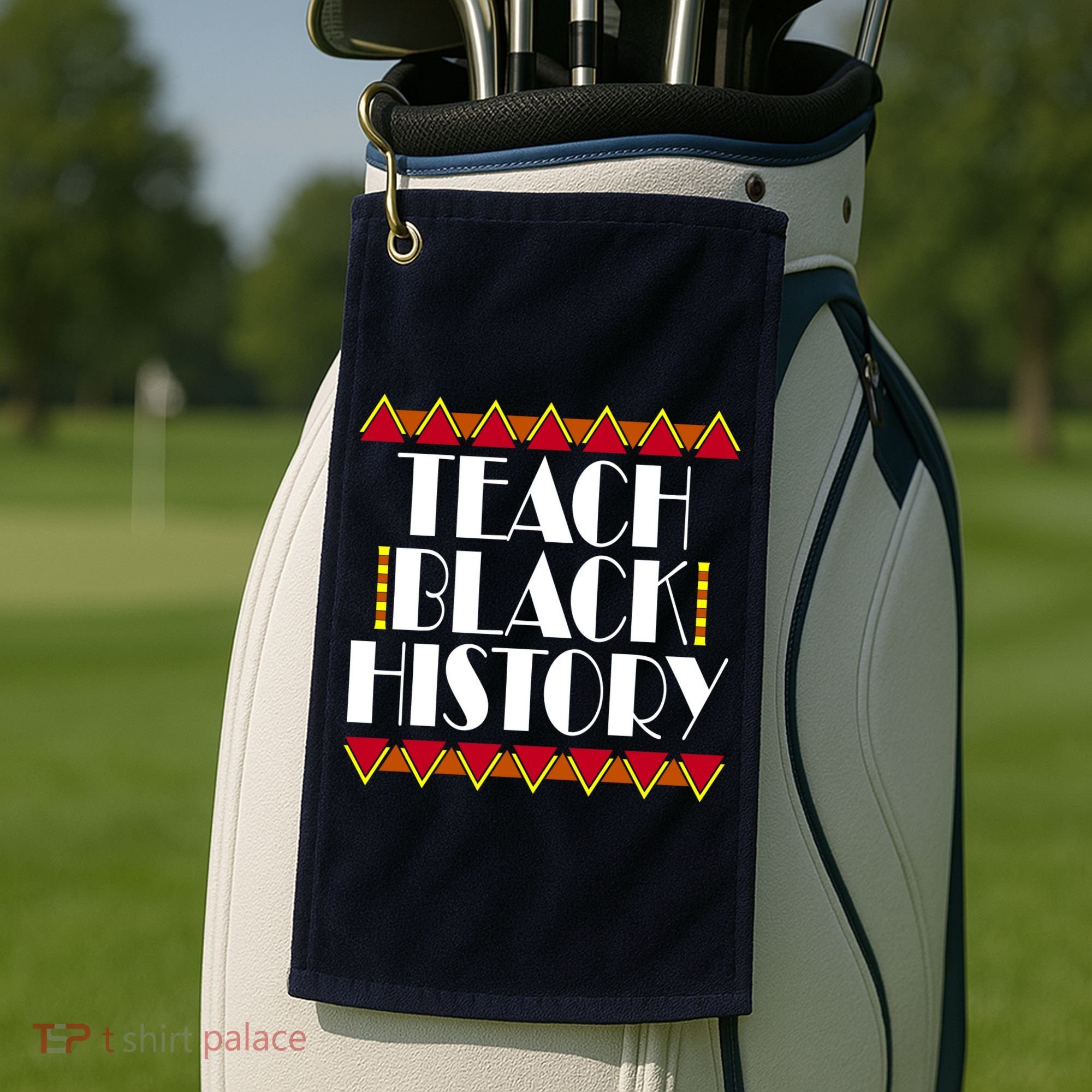 Teach Black History African Teacher Golf Towel