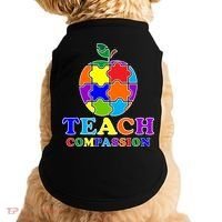 Teach Compassion Autism Awareness Teacher Apple Puzzle Doggie Tank thumb 0