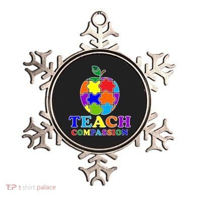 Teach Compassion Autism Awareness Teacher Apple Puzzle Ornament