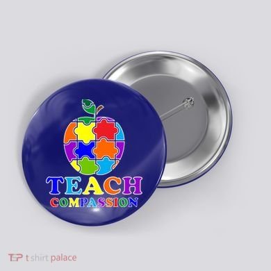 Teach Compassion Autism Awareness Teacher Apple Puzzle Button