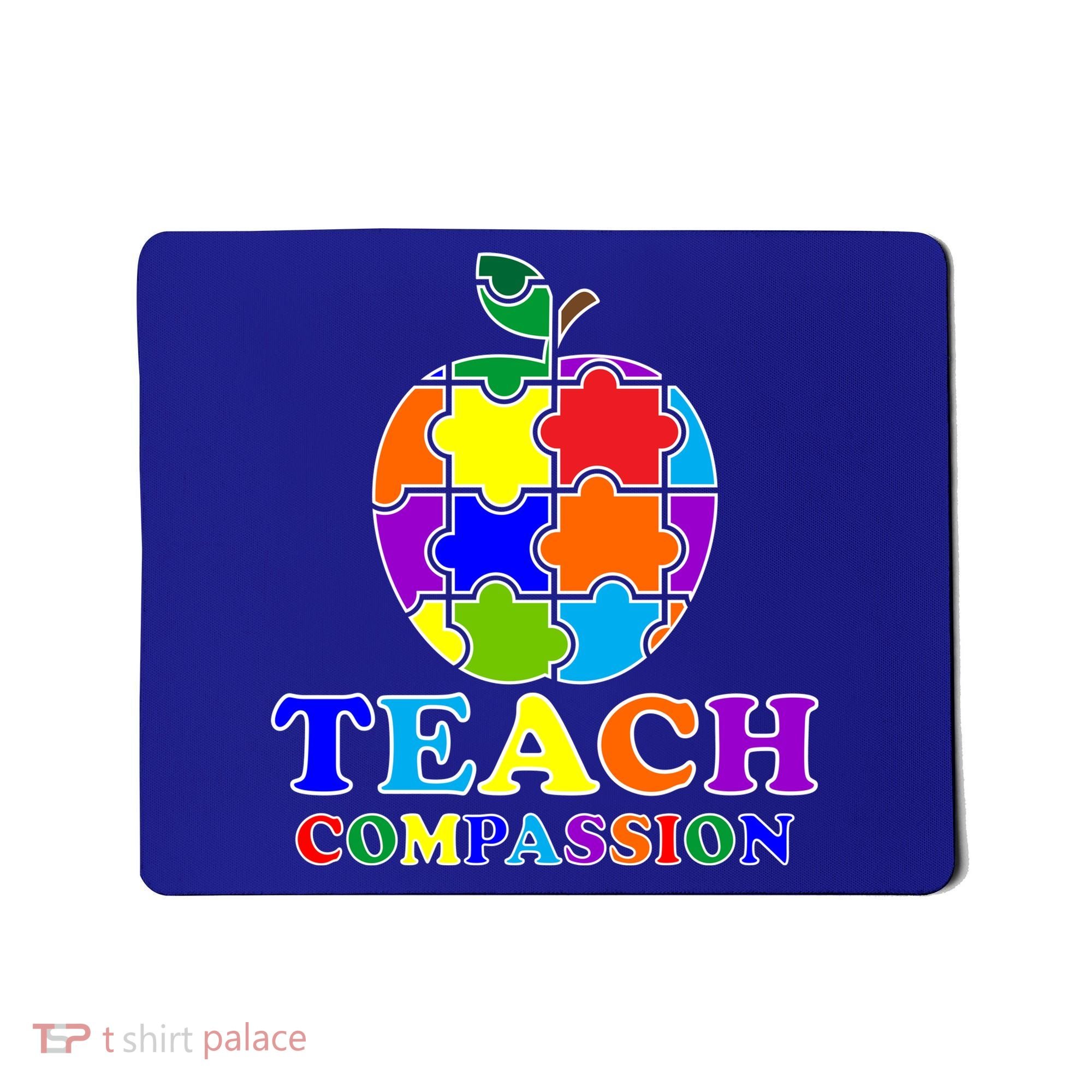 Teach Compassion Autism Awareness Teacher Apple Puzzle Mousepad