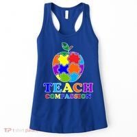 Teach Compassion Autism Awareness Teacher Apple Puzzle Women's Tank Top thumb 0