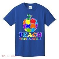 Teach Compassion Autism Awareness Teacher Apple Puzzle Kids T-Shirt thumb 0