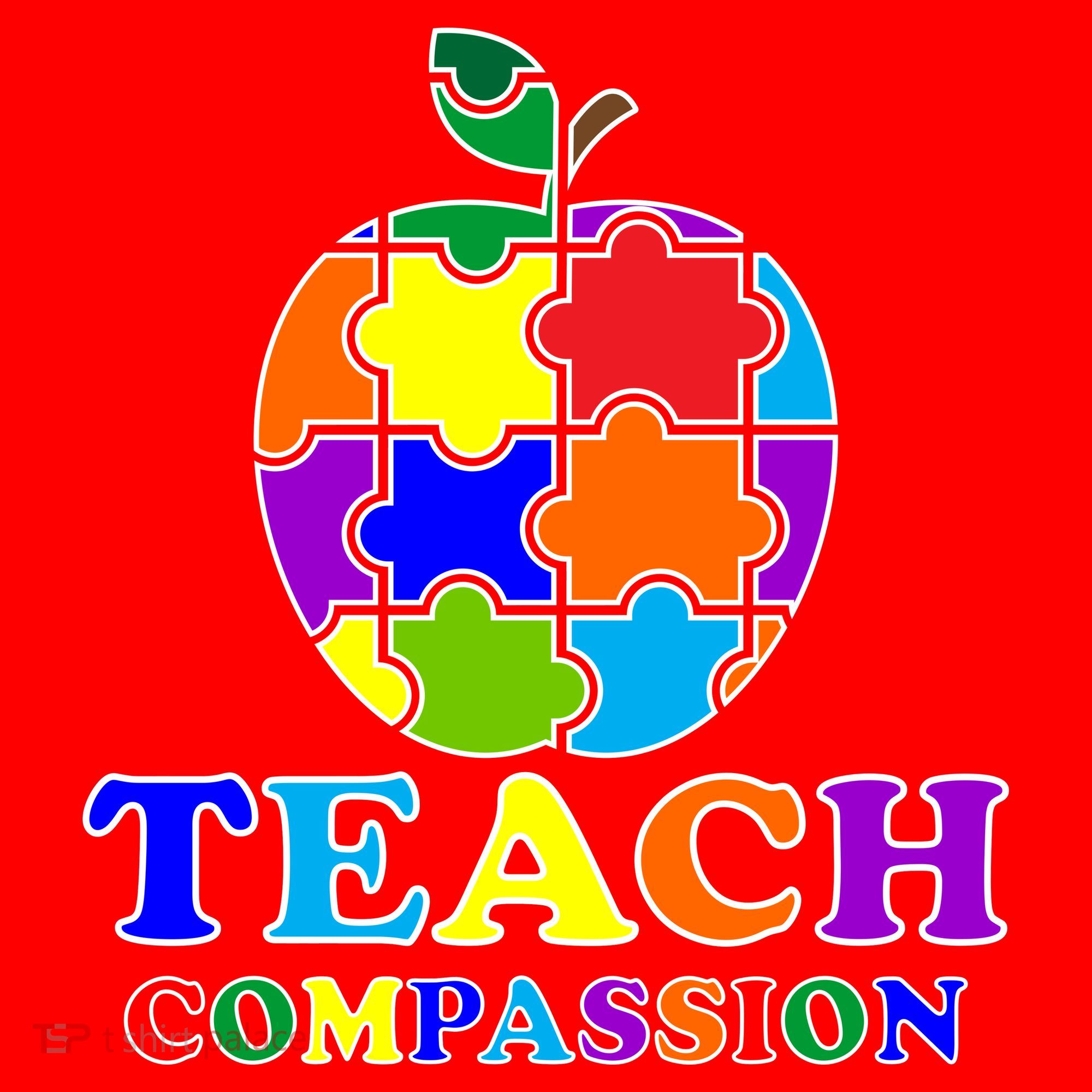Teach Compassion Autism Awareness Teacher Apple Puzzle Santa Hat