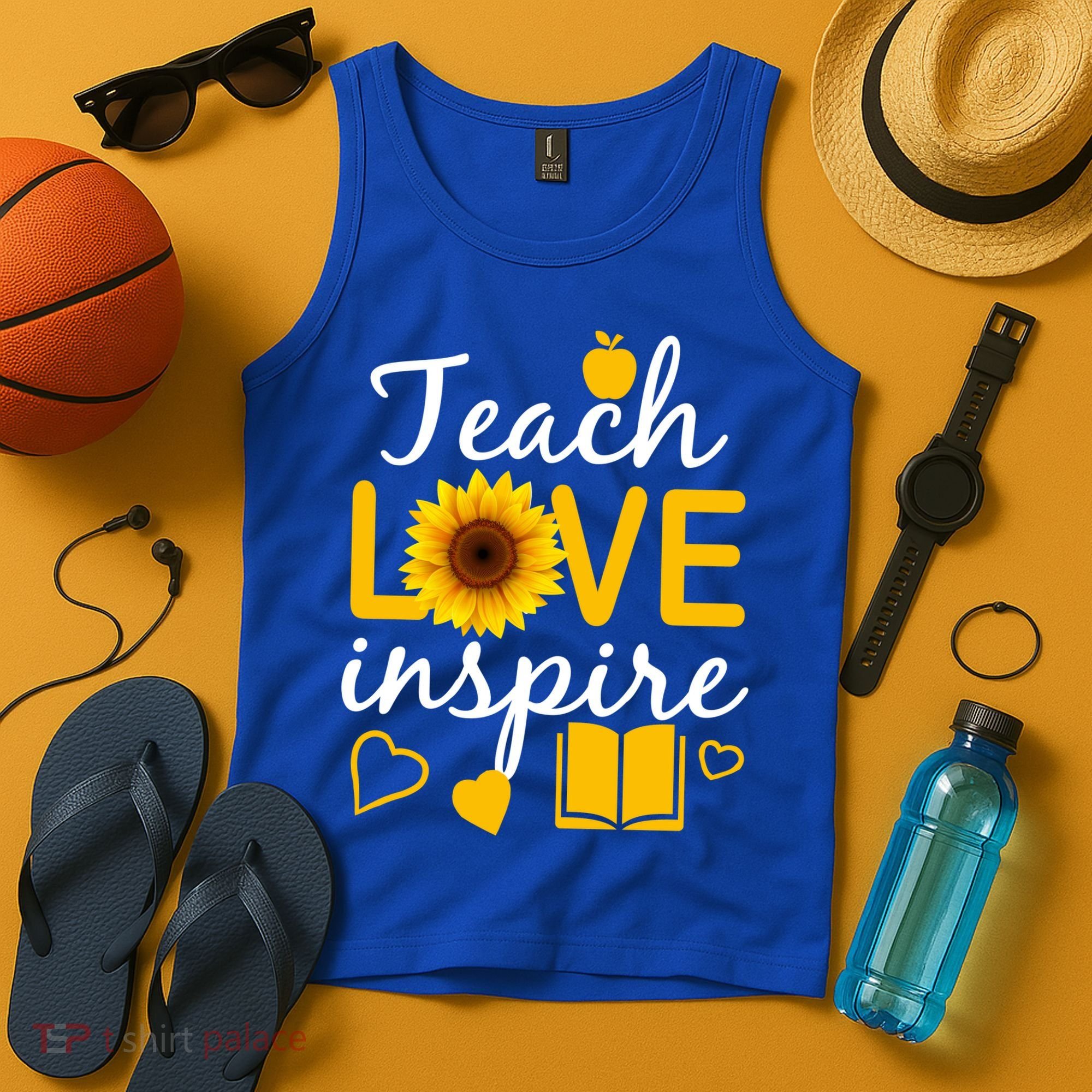 Teach Love And Inspire Sunflower Tank Top