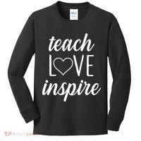 Teach Love Inspire Cute Gift For Teachers Kids Long Sleeve Shirt thumb 0
