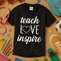 Teach Love Inspire Cute Gift For Teachers Kids T-Shirt thumb 3