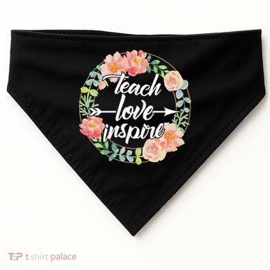 Teach Love Inspire Flower Wreath USA-Made Doggie Bandana