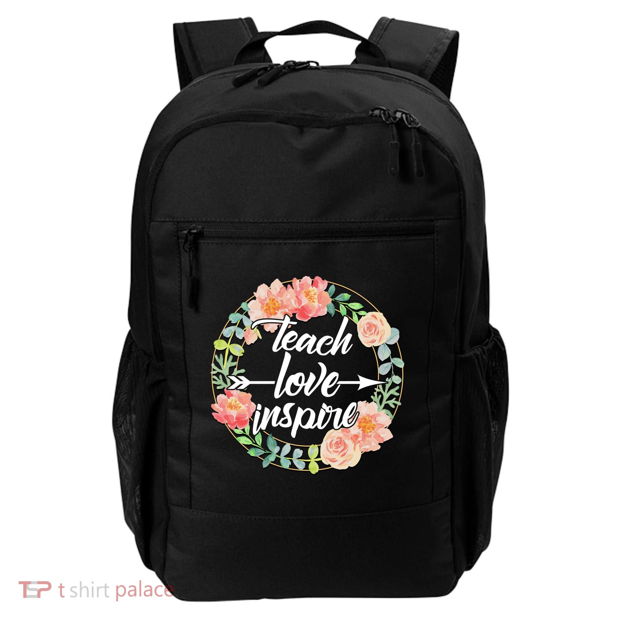 Teach Love Inspire Flower Wreath Backpack