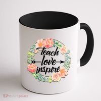 Teach Love Inspire Flower Wreath Coffee Mug thumb 1