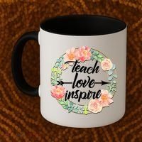 Teach Love Inspire Flower Wreath Coffee Mug thumb 2