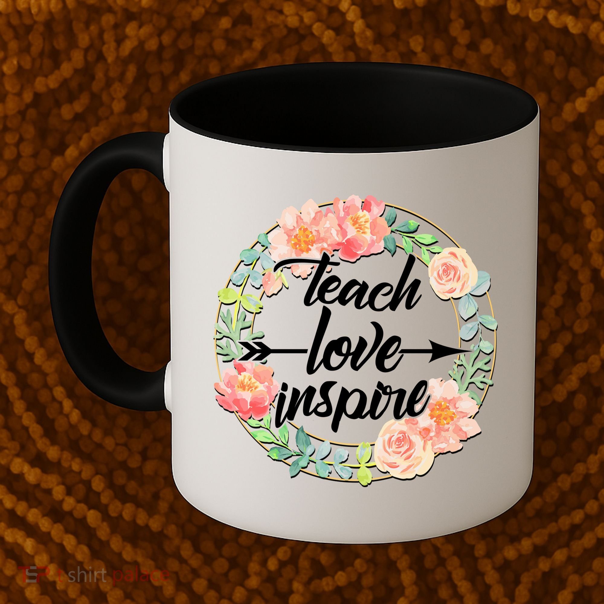 Teach Love Inspire Flower Wreath Coffee Mug