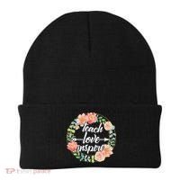 Teach Love Inspire Flower Wreath Beanie thumb 0