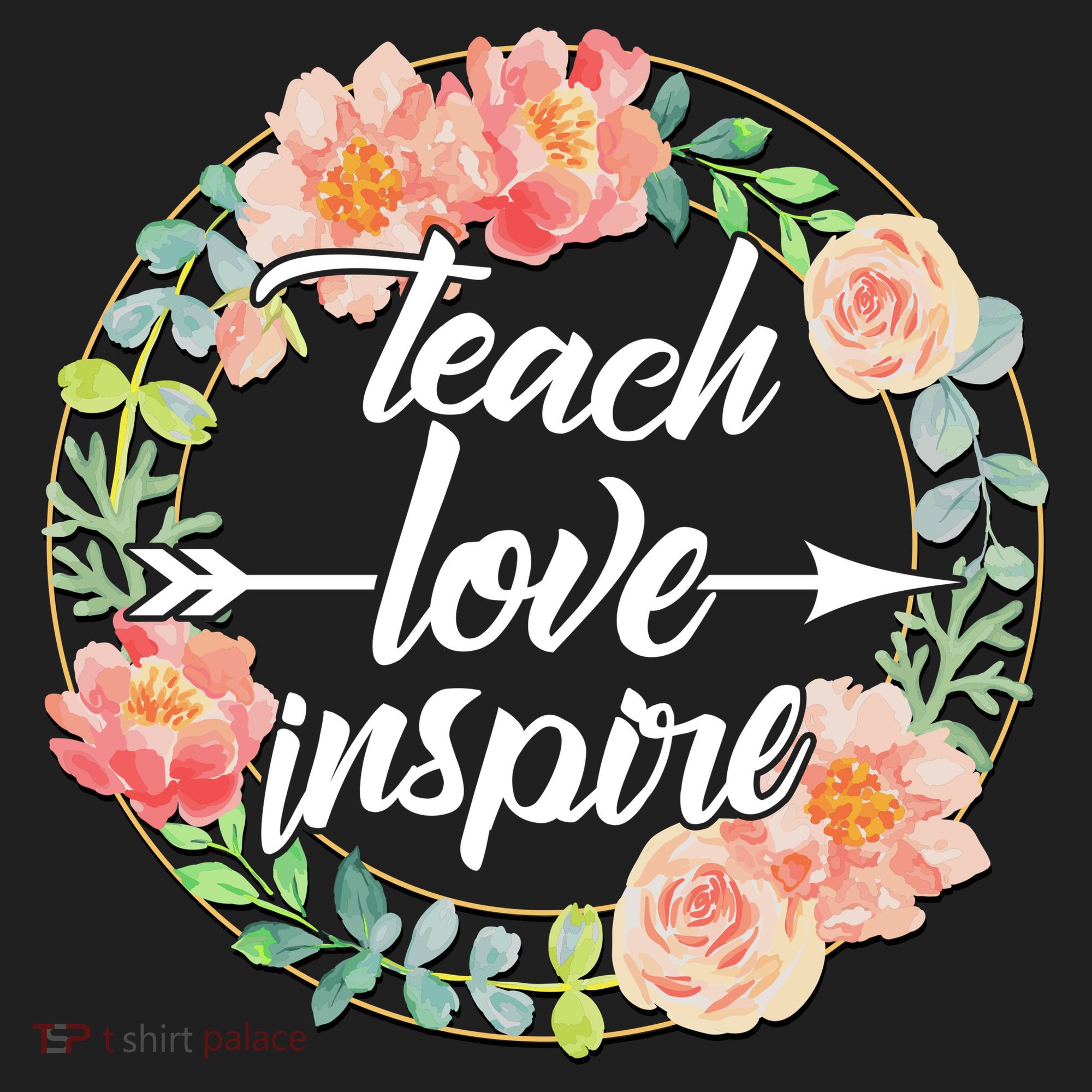 Teach Love Inspire Flower Wreath Beanie