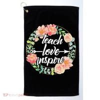 Teach Love Inspire Flower Wreath Golf Towel thumb 0
