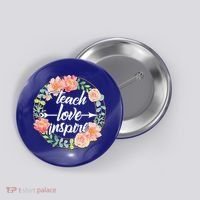 Teach Love Inspire Flower Wreath Button thumb 0