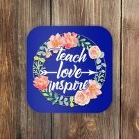 Teach Love Inspire Flower Wreath Coaster thumb 0