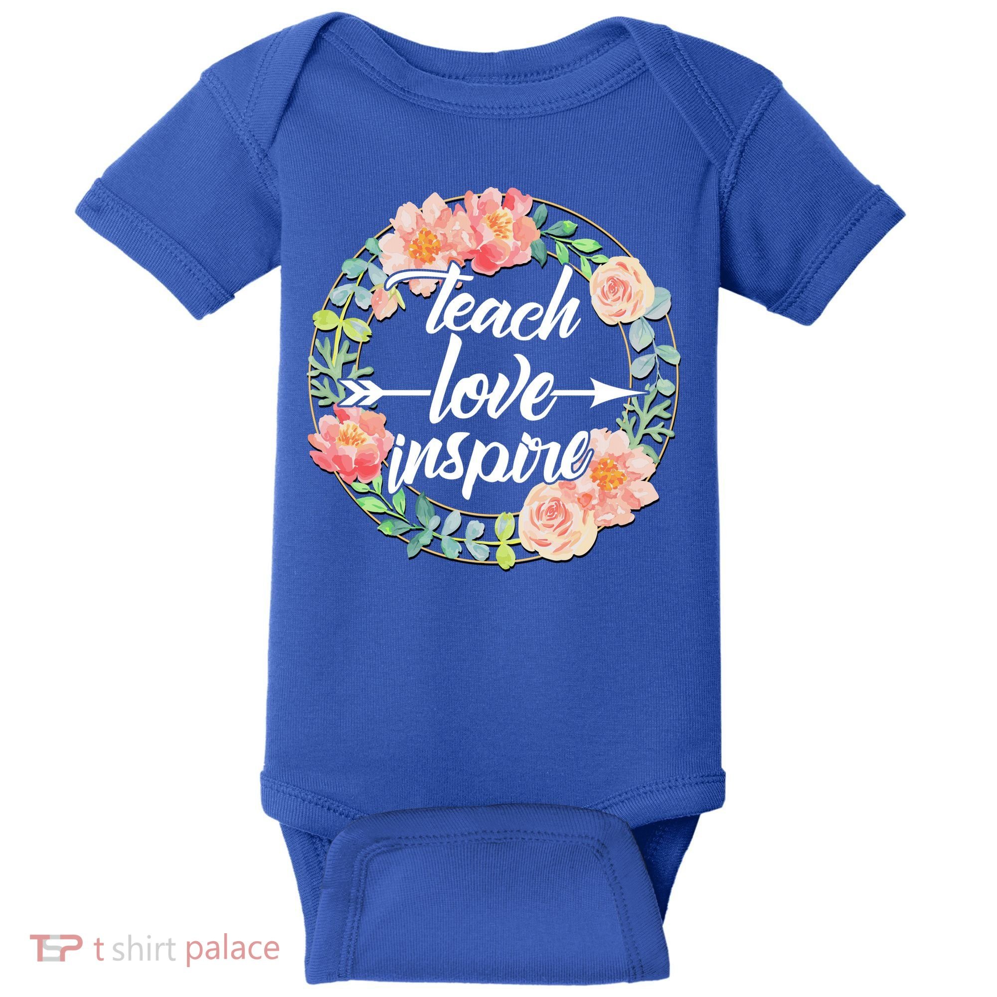 Teach Love Inspire Flower Wreath Baby Bodysuit