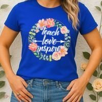 Teach Love Inspire Flower Wreath Women's T-Shirt thumb 2