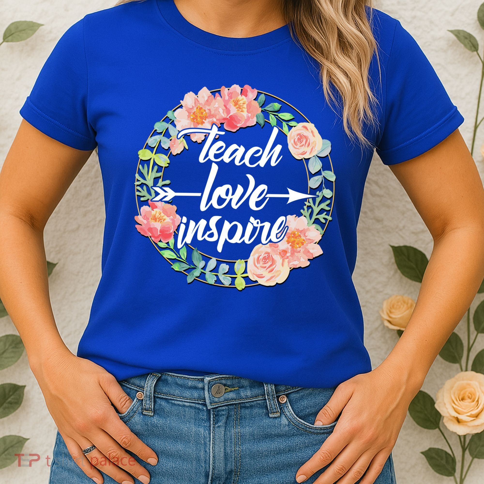 Teach Love Inspire Flower Wreath Women's T-Shirt