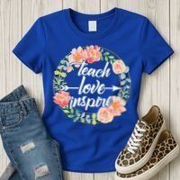 Teach Love Inspire Flower Wreath Women's T-Shirt thumb 3