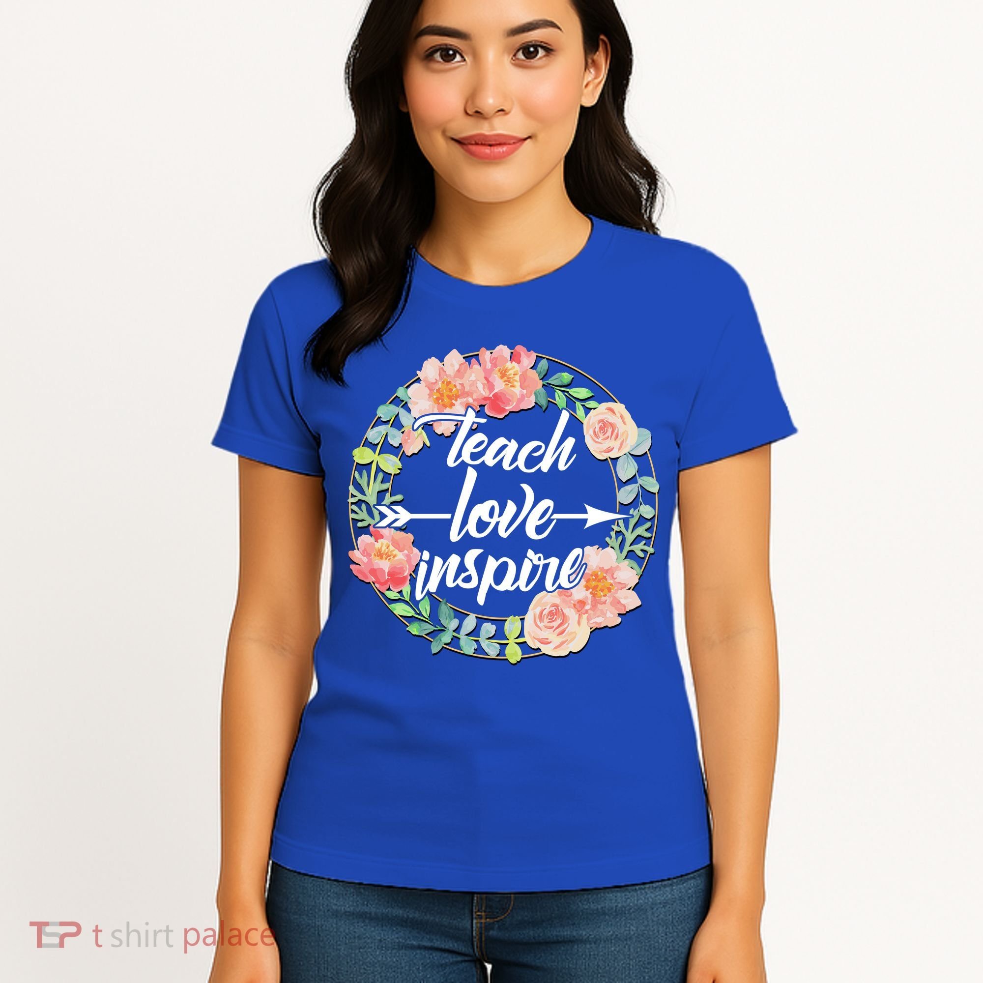 Teach Love Inspire Flower Wreath Women's T-Shirt