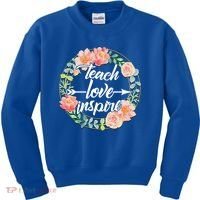 Teach Love Inspire Flower Wreath Kids Sweatshirt thumb 0