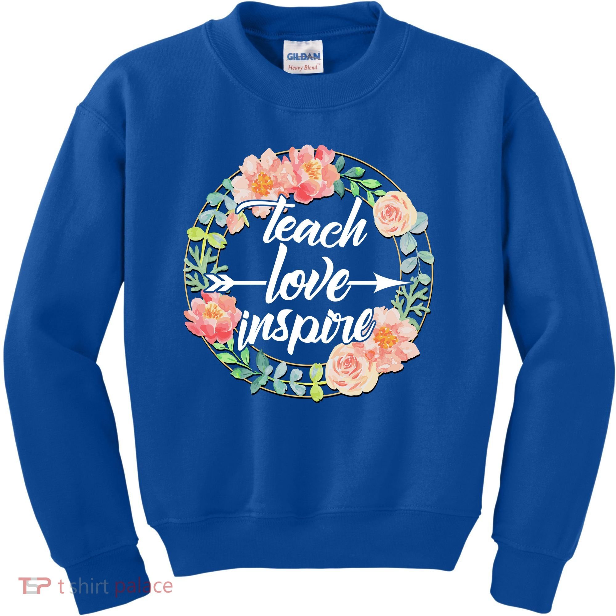 Teach Love Inspire Flower Wreath Kids Sweatshirt