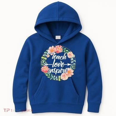 Teach Love Inspire Flower Wreath Kids Hoodie