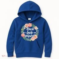 Teach Love Inspire Flower Wreath Kids Hoodie thumb 0