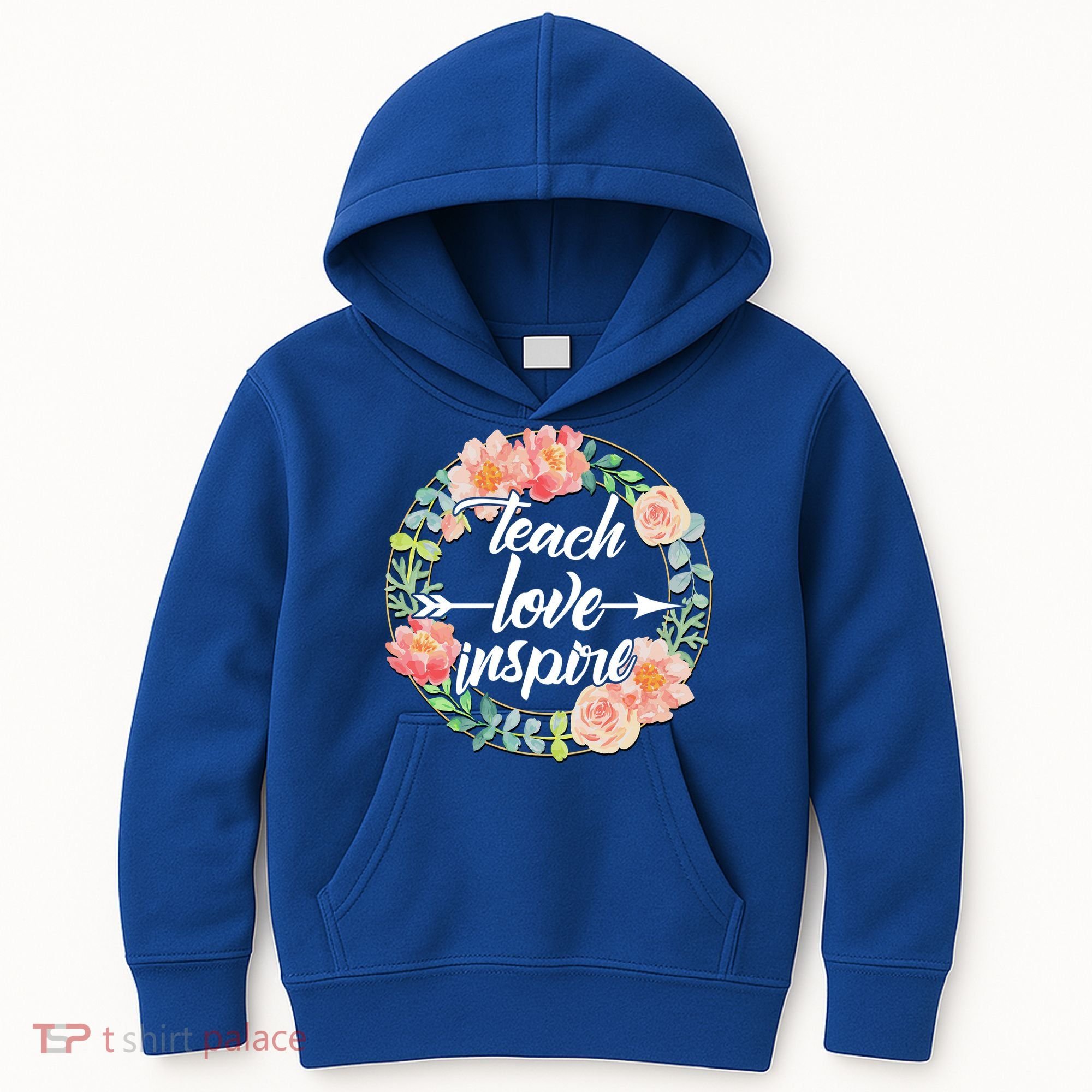 Teach Love Inspire Flower Wreath Kids Hoodie