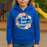 Teach Love Inspire Flower Wreath Kids Hoodie thumb 3