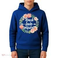Teach Love Inspire Flower Wreath Kids Hoodie thumb 4
