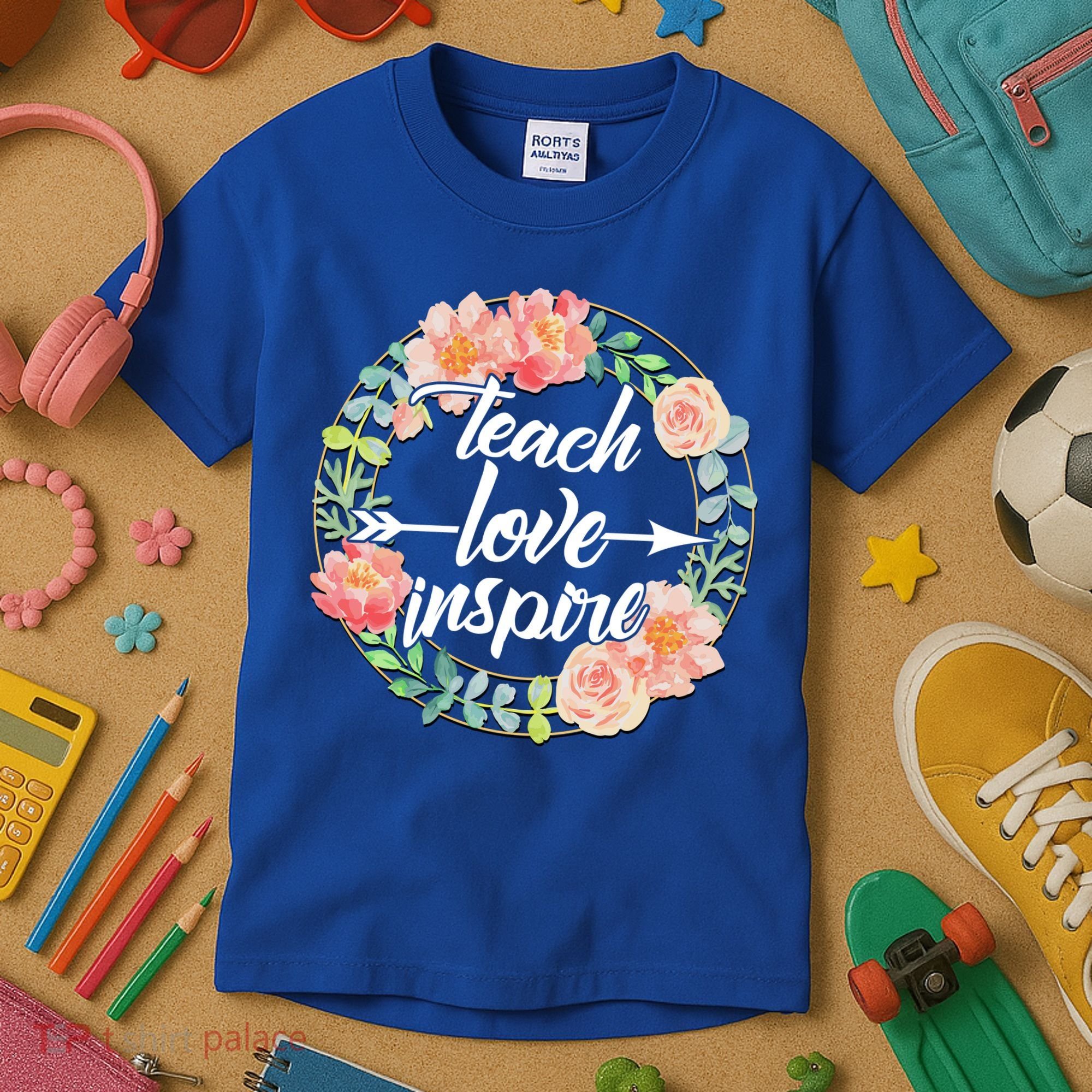 Teach Love Inspire Flower Wreath Kids T-Shirt