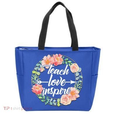 Teach Love Inspire Flower Wreath Tote Bag
