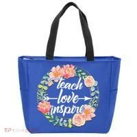 Teach Love Inspire Flower Wreath Tote Bag thumb 0