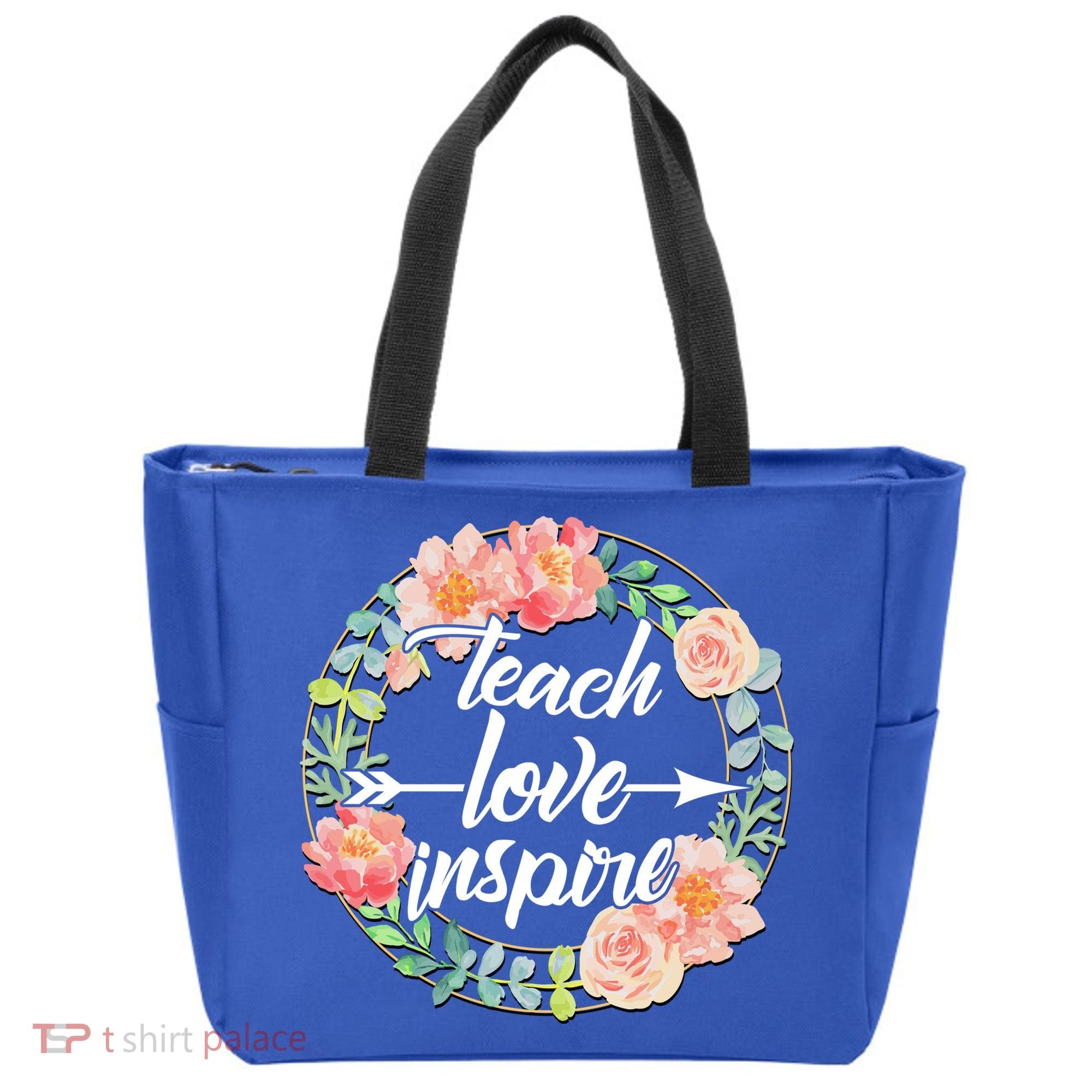 Teach Love Inspire Flower Wreath Tote Bag