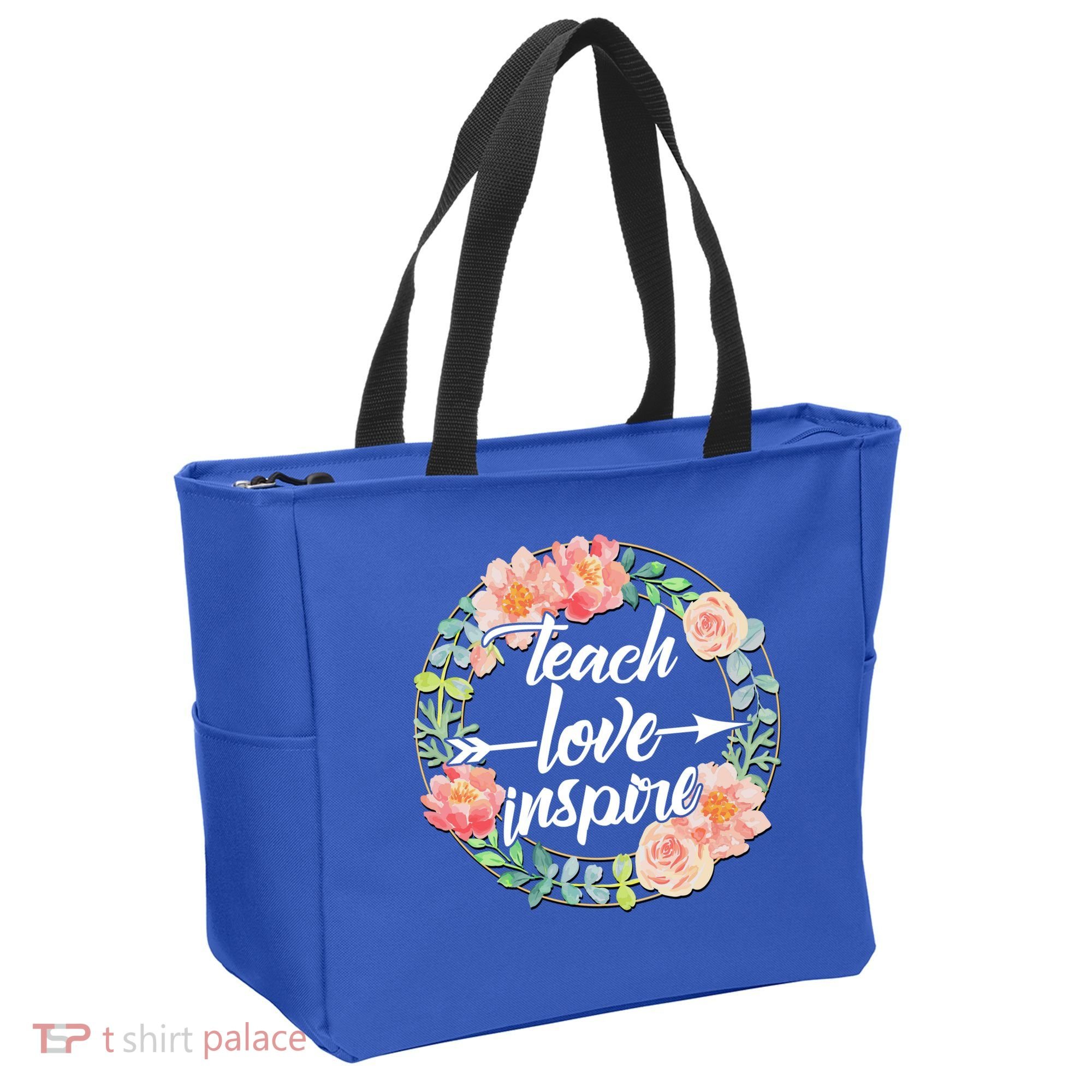 Teach Love Inspire Flower Wreath Tote Bag