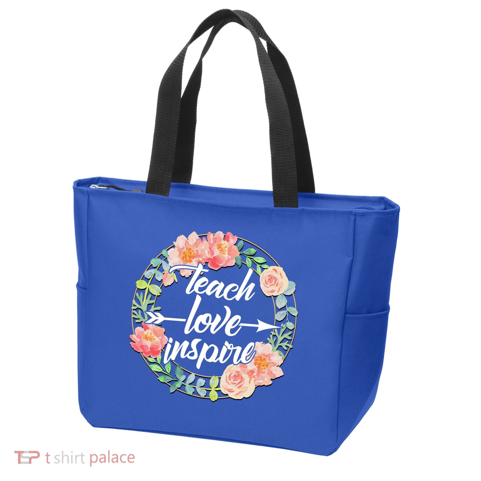 Teach Love Inspire Flower Wreath Tote Bag