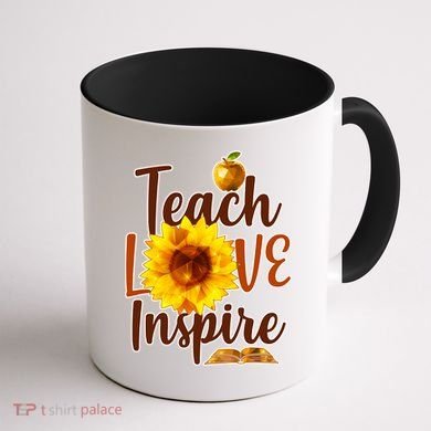 Teach Love Inspire Golden Sunflower Coffee Mug back