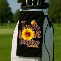 Teach Love Inspire Golden Sunflower Golf Towel thumb 2