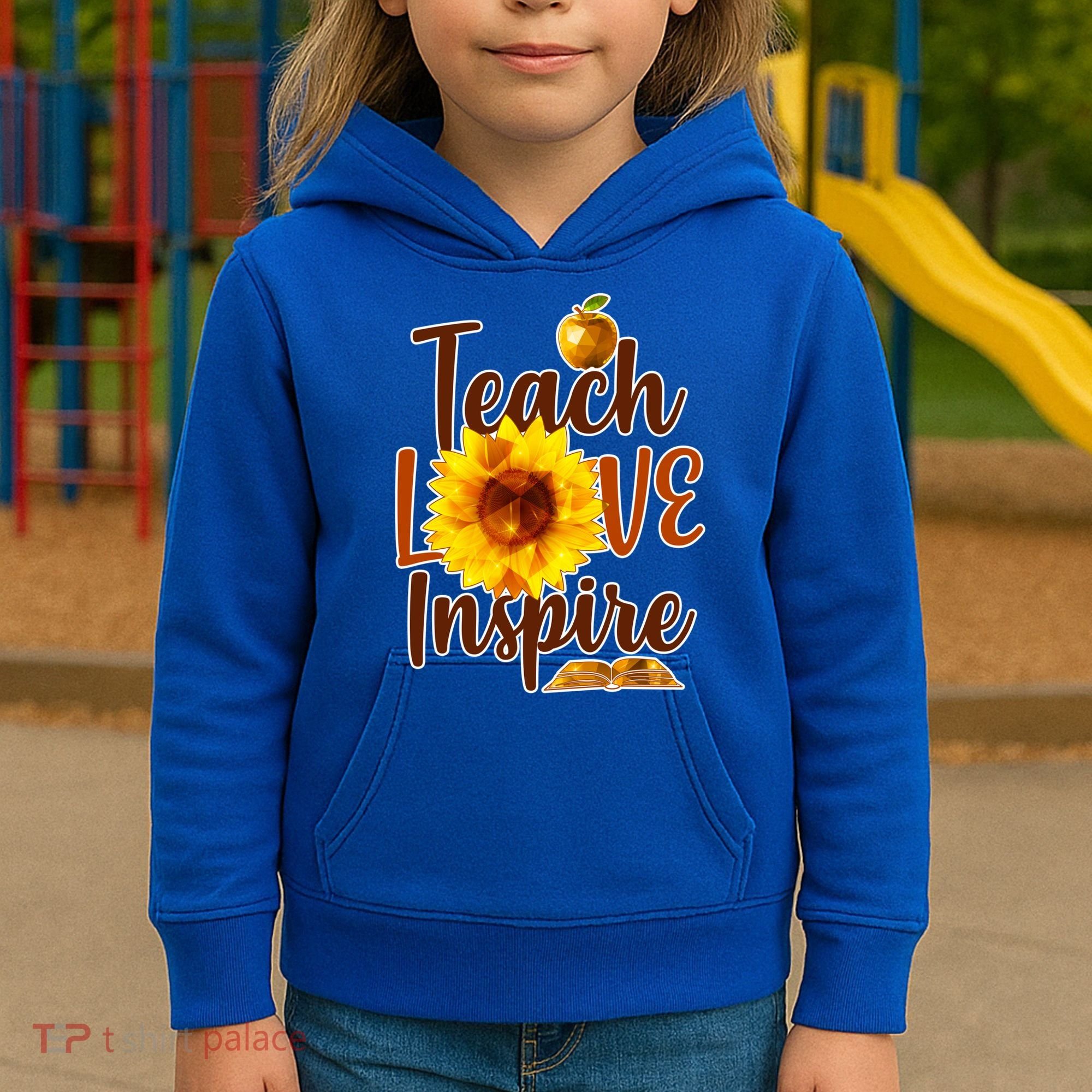 Teach Love Inspire Golden Sunflower Kids Hoodie