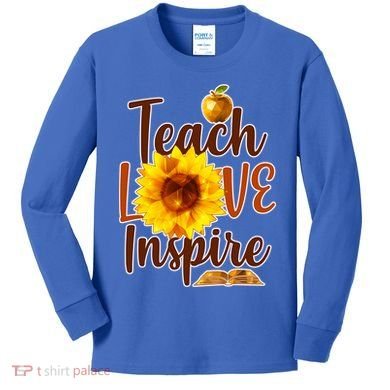 Teach Love Inspire Golden Sunflower Kids Long Sleeve Shirt