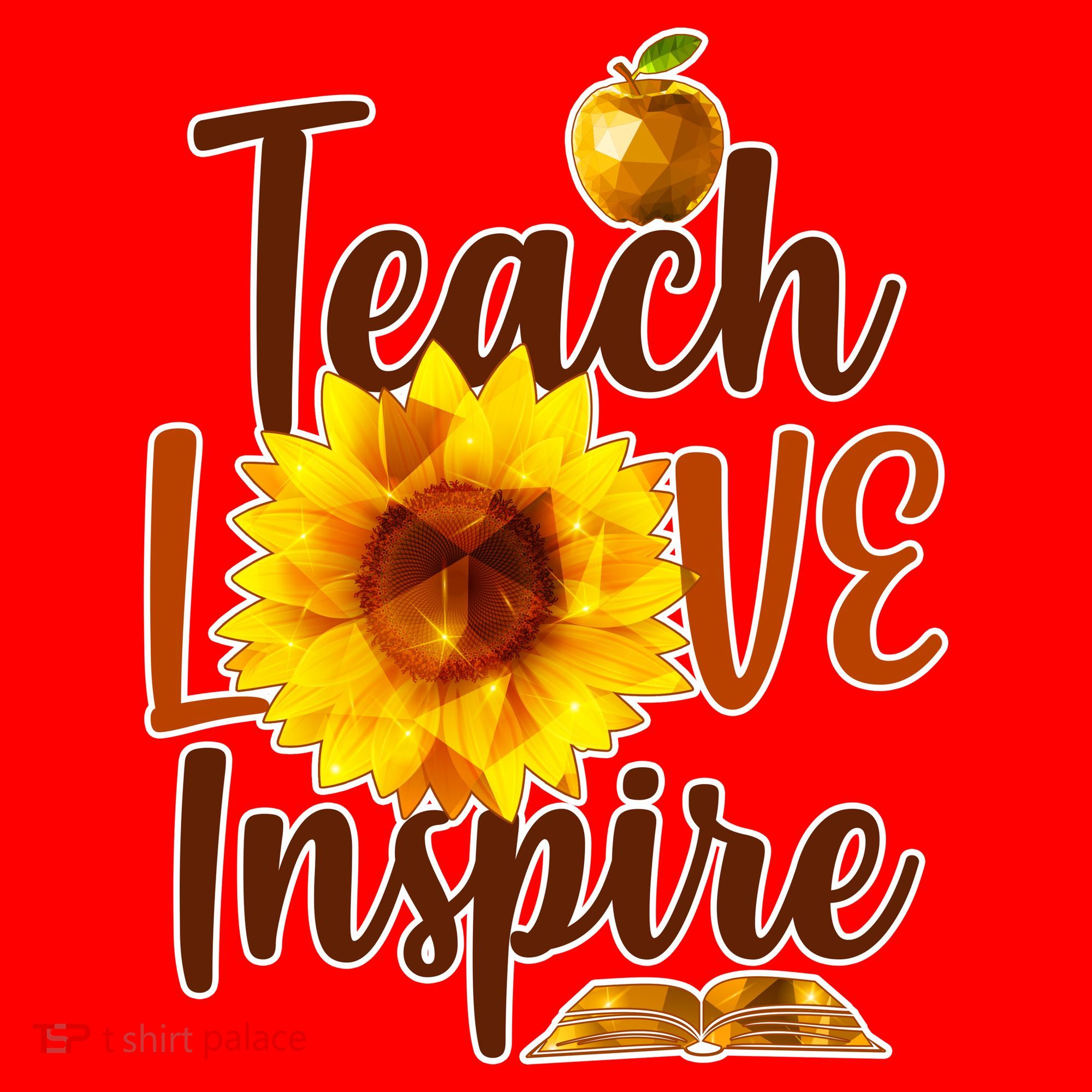 Teach Love Inspire Golden Sunflower Santa Hat