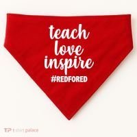 Teach Love Inspire Red For Ed USA-Made Doggie Bandana thumb 0