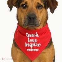 Teach Love Inspire Red For Ed USA-Made Doggie Bandana thumb 1