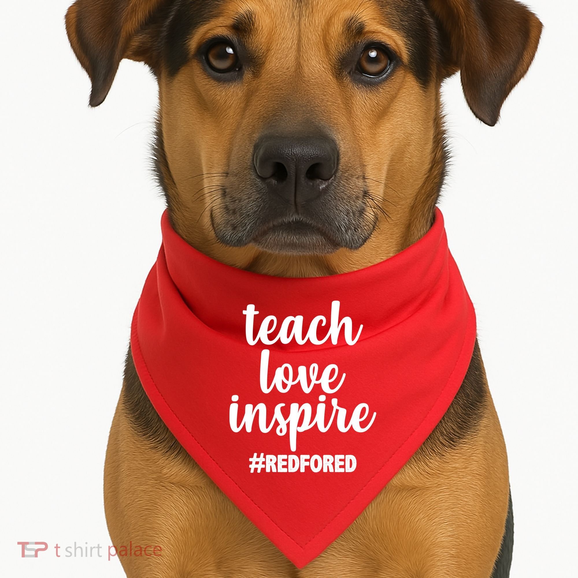 Teach Love Inspire Red For Ed USA-Made Doggie Bandana